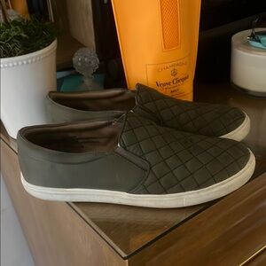 Quilted Slip-On Shoes - Olive Green - size 11 - womens